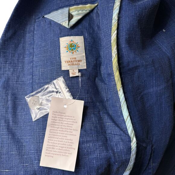 The Territory Ahead Linen Beachcomber Blazer L Mens NEW Sport Coat Blue Jacket - Picture 2 of 12